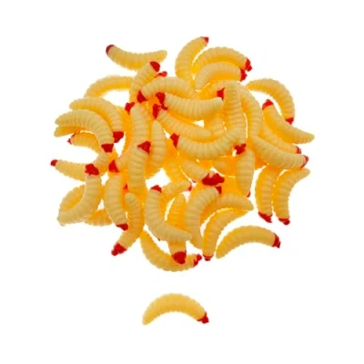 Imagen de Gusano suave de silicona para gusanos artificiales, señuelos pesca, pan cebos color beige (50 unidades)