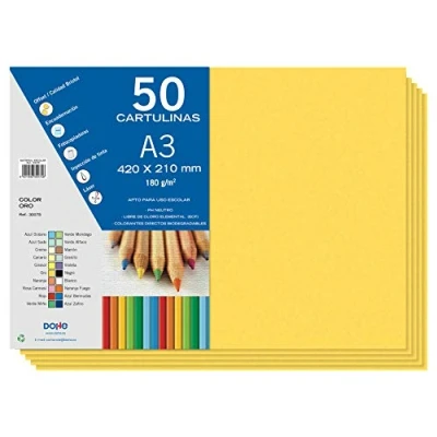 Imagen de Dohe Cartulinas A3 Color Oro para Manualidades e Impresión (50 uds.) 21x29,7 cm 180 g/m² Material de oficina