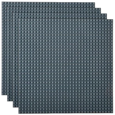 Imagen de Strictly Briks 4 Bases clásicas para Construir Hacer Torres, mesas y Mucho más 100% Compatible con Todas Las Grandes Marcas 25,4 x cm Gris