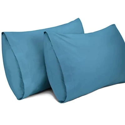 Imagen de Lirex 2 Paquetes Fundas de Almohada, 100% Algodón 400 Hilos Transpirable Almohada la Cubiertas (40 x 70 cm, Azul)