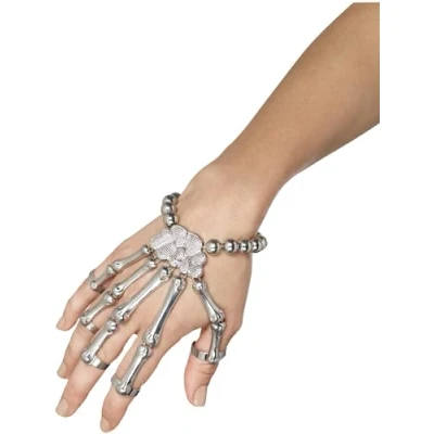 Imagen de Smiffys Brazalete de mano esqueleto, Plateado