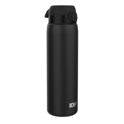Imagen de Ion8 Botella de Agua Acero Inoxidable 1 Litro, a Prueba Fugas, Fácil Abrir, Cerradura Segura, Asa Transporte, Aptas para Lavavajillas, Resistente Rayones, Negro