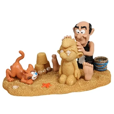 Imagen de Figura Aqua Della, Los Pitufos Gargamel y Azraël 17,7 x 9,3 9,4 cm, Muy Detallada Fabricada en Resina de poliéster, atóxica pH Neutro, para acuarios Agua Dulce Salada
