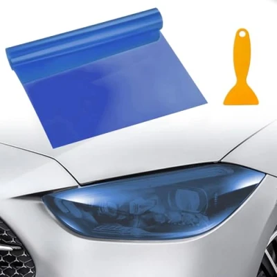 Imagen de Vinilo faros, cubierta faro coche, modificación del color de las luces traseras cortable, autoadhesivo, 30 x 120 cm (Azul)