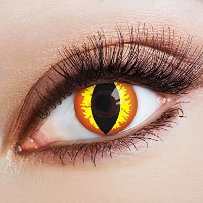 Imagen de aricona Kontaktlinsen lentes de contacto Halloween rojo amarillo ojos gato color sin dioptrías