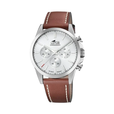 Imagen de LOTUS Reloj Hombre 18990/1 Chrono Caja de Acero Inoxidable 316l Plateado Correa Piel Marrón