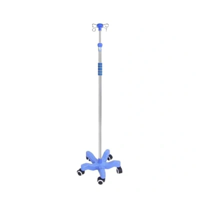 Imagen de soporte Portasueros rodante con ruedas y 4 ganchos, para suero portátil médico agarre de esponja base ABS, bolsa intravenosa altura ajustable el hogar Ancianos