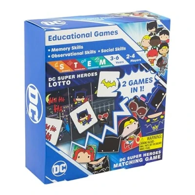Imagen de Paladone DC Comics Super Heroes Matching Juego 2 Juegos en 1, con Licencia Oficial