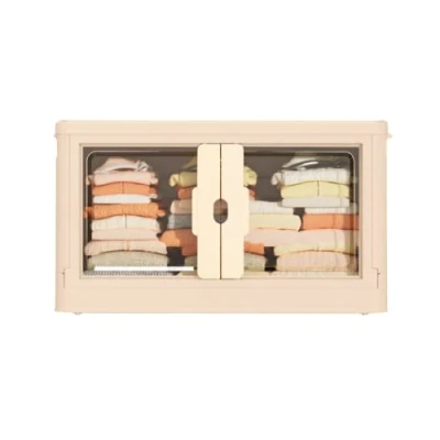 Imagen de MAGIC SELECT Caja de Almacenamiento Plegable, Contenedor plástico con Ruedas, Cubo Apilable Puertas, Organizador para Hogar Puertas y Tapadera Habitación, Baño, Cocina, Oficina