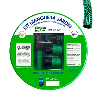 Imagen de EDM 74066 Kit Manguera Jardín Basic Line con Ø INT 15 x Ext 20 mm (5/8&quot;) + Accesorios, m, 6 Unidades