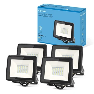 Imagen de Garza PACK 4 Focos de exterior LED, 30W, 2830 lumenes, Luz fría 6500K, Proyector LED Impermeable (IP65) para Casa, Jardín, Garaje, Patio