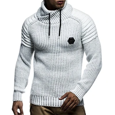 Imagen de Leif Nelson Jersey de Punto Grueso Chal Collar los Hombres LN 5235 Crudo Gris X Large