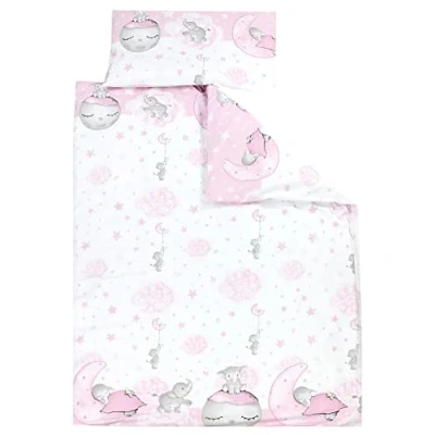 Imagen de TupTam Juego de Ropa Cama para Niños, 2 Piezas., Luna con Elefante/Rosa, 120x90 cm