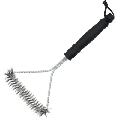 Imagen de 1 Pieza Three Sided Grill Brush,Cepillo para Limpiar Barbacoas con Mango de plástico Anti Quemaduras y cerdas latón,Cepillo Hornos,Limpia eficazmente Todo Tipo Parrillas 30cm