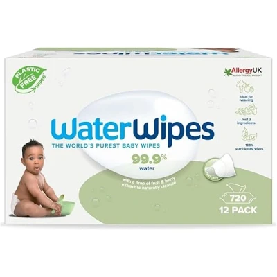 Imagen de WaterWipes Toallitas húmedas Texturizadas de Origen Vegetal Para Niños Pequeños y Bebés, ), 99,9% Base Agua, Sin Perfume Pieles Sensibles, 12 Pack x 60 (720 total)