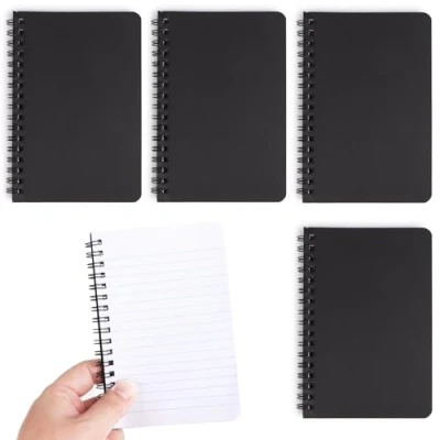 Imagen de GEBETTER 4pcs Libreta Pequeña A6 Mini de Bolsillo 15x10cm Bloc Notas Negro Pequeño Cuaderno con Espiral Material Escolar Oficina (A6)