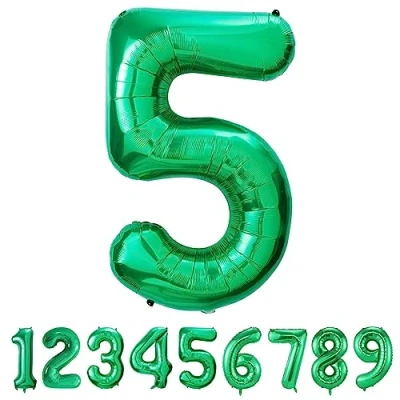 Imagen de Globos de Cumpleãnos 5 Verde,101 CM Globo Numeros Gigantes Grandes Decoracion,Globo Numero 5,Globos Niño Niña Adultos,Vuelan con Helio