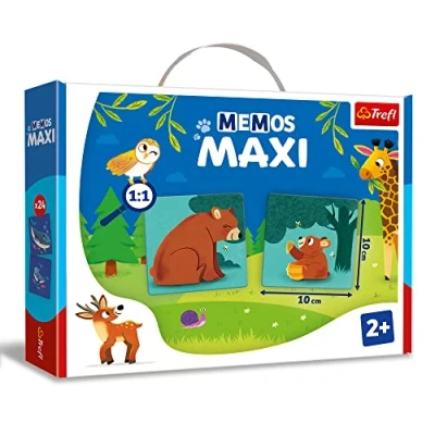 Imagen de Trefl Memos Maxi Animales y Sus Hijos Juego de Memoria Educativo para los más Pequeños, Encontrar Pares Imágenes, Elementos Grandes Cartón Grueso, Niños a Partir 2 años