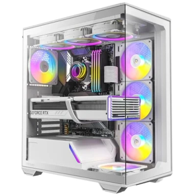 Imagen de Antec C3 ARGB Blanco, 3 Ventiladores PWM de 120 mm y 1 x incluidos, hasta 8 simultáneamente, Tipo C, Paneles Frontales Laterales Vidrio Templado sin Costuras, Soporte