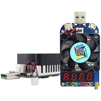 Imagen de asizi Probador de Carga electrónico Módulo Resistencia USB Disparador QC2.0 QC3.0 35W 0.25 5A HD35 Interfaz Descarga Control Temperatura