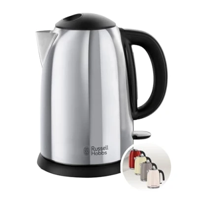Imagen de Russell Hobbs Hervidor de Agua Eléctrico Victory 1,7 litros, 2400 W, Filtro Extraíble, Zona Ebullición Rápida, Base 360, Indicador del Nivel Agua, Acero Inoxidable, Plata 23930 70