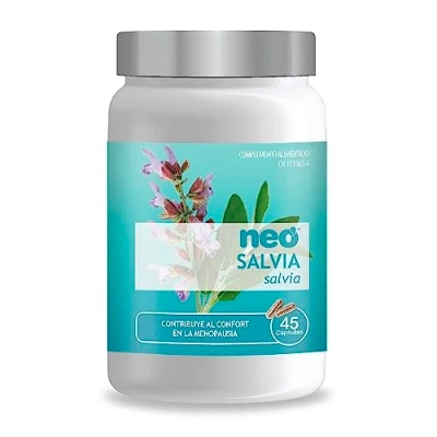 Imagen de NEO Extracto Seco de Hojas Salvia 45 Cápsulas 200 mg Ayuda a Mejorar los Síntomas la Menopausia Suplemento Alimenticio Natural con Ácido Rosmarínico