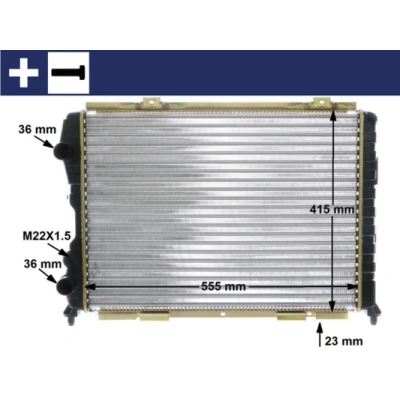 Imagen de MAHLE ORIGINAL CR 1408 000S Radiador, refrigeración del motor 554 412 24 con accesorios tornillos Aletas unidas mecánicamente