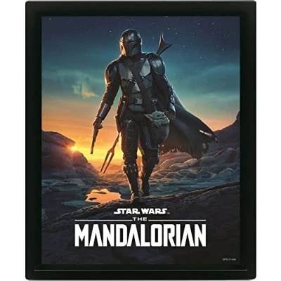 Imagen de Póster Sherwood Star Wars The Mandalorian Nightfall, 3D, Marco negro, Multicolor