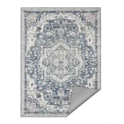 Imagen de SONGMICS HOME Alfombra, Alfombra Antideslizante 120 x 170 cm para Dormitorio, Estilo Tradicional Vintage, Adorno Salón, Cocina, Entrada, Comedor, Lavable a Máquina, Gris Paloma TAR032G01