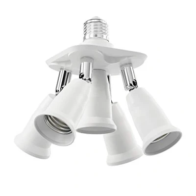 Imagen de ledscom.de E27 base, 5 way splitter adapter, white, lamp distributor, multiple, socket, splitter, 3in1, E27, adapter