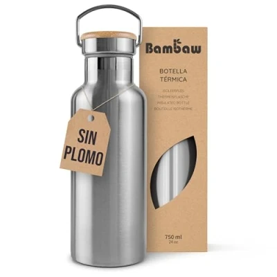 Imagen de Termo Acero Inoxidable 750ml Botella Agua Térmica Deporte De Reutilizable Portátil Fácil Limpiar Insulated Bottle Bambaw