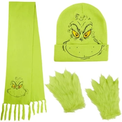 Imagen de The Grinch Set de Invierno para Mujer, Gorro, Bufanda y Guantes Regalo Mujeres