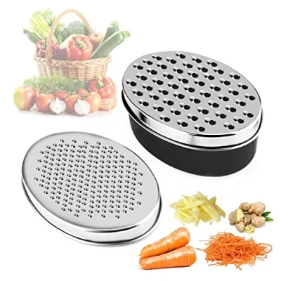 Imagen de DIFCUL Rallador de queso con Contenedor Ahorro Alimentos y Tapa Frutas Verduras, para verduras jengibre chocolate