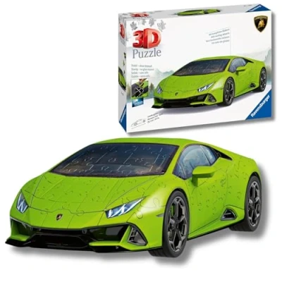 Imagen de Ravensburger 3D Puzzle Lamborghini Huracán EVO verde, Vehiculos, 108 Piezas, 10+ Años, Nueva Versión