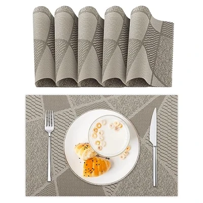 Imagen de Lumaca Juego de 6 Manteles Individuales Lavables, Salvamanteles en 70% PVC y 30% Poliéster, Fácil Limpieza, Antideslizante, Resistente al Calor, para Mesa Cocina,Marrón