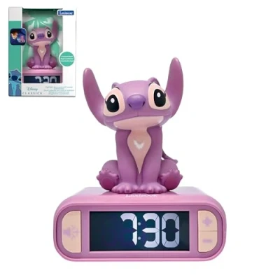 Imagen de LEXIBOOK, Disney Stitch, Despertador Luminoso Angel Tonos y melodías, Pantalla LCD retroiluminada, Luminoso, función de repetición, Rosa, RL800D1