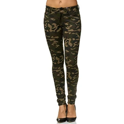 Imagen de Elara Pantalón Elástico de Mujer Skinny Fit Jegging Chunkyrayan Ejercito Verde A92 Army 34 (XS)