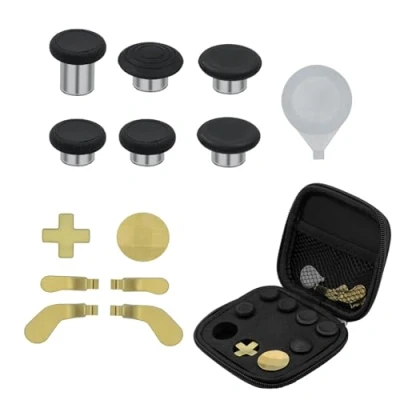 Imagen de Mcbazel Xbox One Elite Series 2 Controller 13 in 1 Metal Replacement Tools 6 Thumbsticks Grips, 4 Trigger Paddles, D pads with Carry Case for Gold