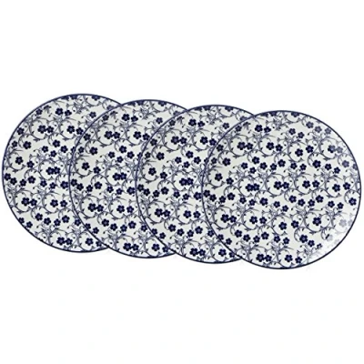 Imagen de Ritzenhoff &amp; Breker Kuchen und Frühstücksteller Set Royal Sakura, 4 Teilig, 21,5 cm Durchmesser Vajilla, Porcelana, Azul/Blanco, 21.50 x 2.50 cm,