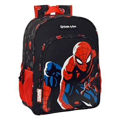 Imagen de Safta M180, Spiderman Hero Escolar Niño, Mochila Infantil, Adaptable a Carro, Ideal 5 14 Años, Cómoda y Versátil, Calidad Resistencia, 33x14x42 cm, Color Negro Unisex niños, Estándar