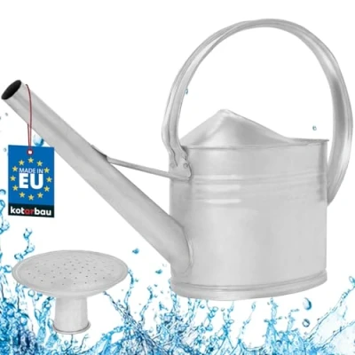 Imagen de KOTARBAU® Regadera 8 litros de Acero Galvanizado Jardin Ovalada Accesorio Jardinería para Regar Plantas con Alcachofa Extraíble Mango Ergonómico Metal