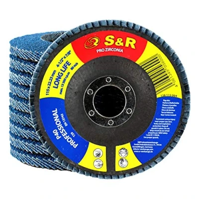 Imagen de S&amp;R Discos de Láminas Abrasivos Amoladora 115mm Grano 40. Disco Lija Metal, Acero Inox, Madera