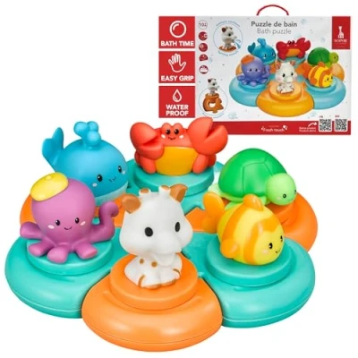 Imagen de Sophie la Jirafa Puzzle de baño Juguete Educativo Flotante con Animales Marinos Desarrolla motricidad y lógica para bebé niño