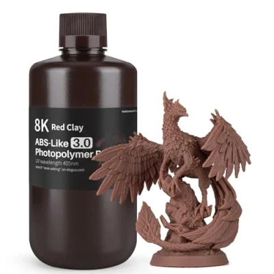 Imagen de ELEGOO 8K Resina ABS Like 3.0, Rápida UV LCD de Alta Precisión, No Quebradiza, Tóxica para Impresora 3D LCD/DLP Fotopolímero 1000g Arcilla Roja