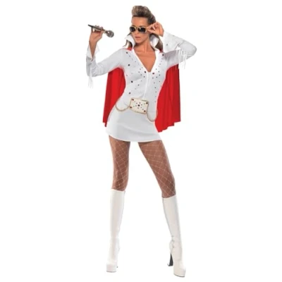 Imagen de Smiffys Disfraz de Elvis en Viva Las Vegas, Blanco, con traje y capa