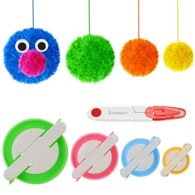 Imagen de Knewmart Pom Maker 4 Tamaños Pompón Hacedor Pelusa Herramienta para Lana Aguja Tejedor Tejido DIY Principiantes + 1Pcs Tijeras (5)