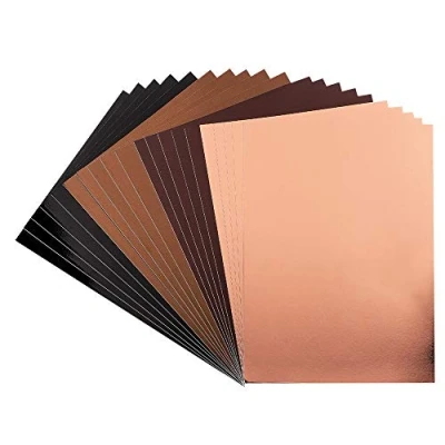 Imagen de Ideen mit Herz Cartón de espejo, papel metálico, para manualidades, 20 hojas, DIN A4, 200 g/m² (marrón, topo, negro, cobre claro)