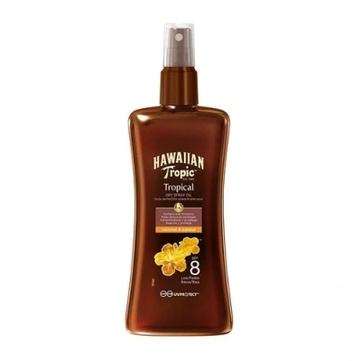 Imagen de Hawaiian Tropic Protective Dry Spray Oil SPF 8 Aceite Seco Bronceador con Protección Baja , Fragancia de Coco y papaya 200 ml