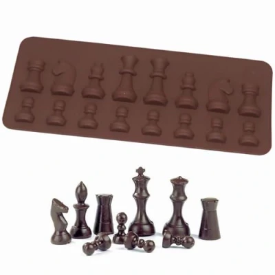 Imagen de Molde de chocolate silicona Moldes reposteria Formas internacionales ajedrez Pastel hielo para DIY caramelo Decoración