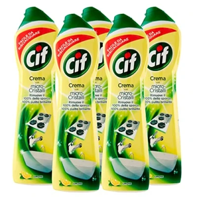 Imagen de 5 cif Limpiador de crema perfume limón con microcristales multisuperficie botellas 500 ml
